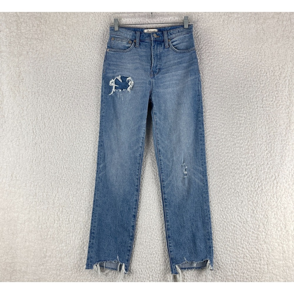Madewell Classic Straight Leg Jean in Corrie Wash Women Stem-Hem Edition Size 24